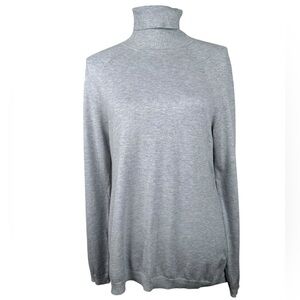White House Black Market Gray Super Soft Flowy Career Turtleneck Top Size Medium